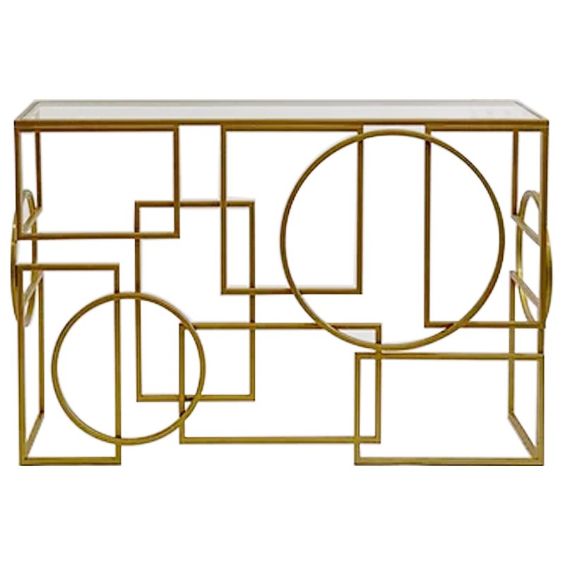 Консоль Geometric Figures Gold Console Золотой Прозрачное Стекло Консоль Geometric Figures Gold Console Золотой Прозрачное Стекло в Челябинске | Loft Concept