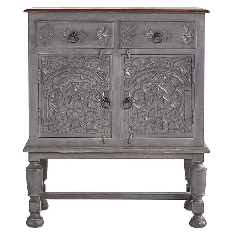 Комод Indian Antique White Furniture Chest of Drawers Amit серый Серый Коричневый Комод Indian Antique White Furniture Chest of Drawers Amit серый Серый Коричневый в Челябинске | Loft Concept