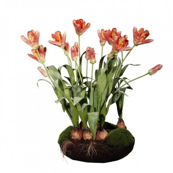 Декоративный искусственный цветок Orange Tulips Зеленый Оранжевый Декоративный искусственный цветок Orange Tulips Зеленый Оранжевый в Челябинске | Loft Concept