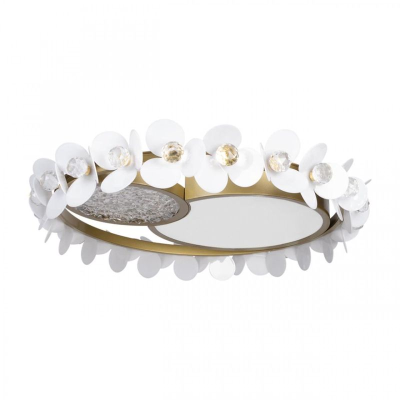 Потолочный светильник Белые Цветы White Flowers Ceiling lamp D 56 Белый Золотой Потолочный светильник Белые Цветы White Flowers Ceiling lamp D 56 Белый Золотой в Челябинске | Loft Concept