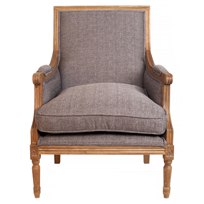 Кресло William Classical Armchair grey flax Серый Коричневый Кресло William Classical Armchair grey flax Серый Коричневый в Челябинске | Loft Concept