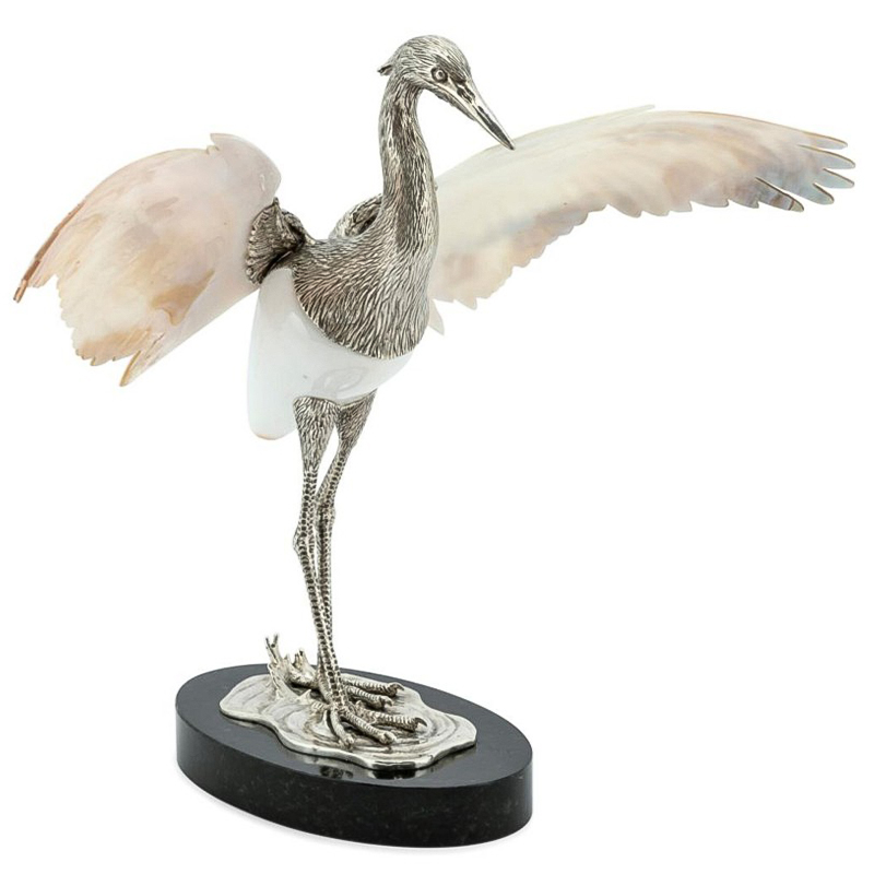 Статуэтка Abhika Heron Shell Wings Белый перламутровый Перламутровый Серебряный Черный Статуэтка Abhika Heron Shell Wings Белый перламутровый Перламутровый Серебряный Черный в Челябинске | Loft Concept