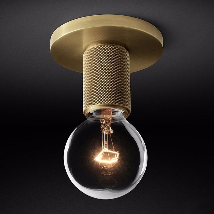 Потолочный светильник RH Utilitaire Socket Flushmount Brass Латунь в Челябинске | Loft Concept 