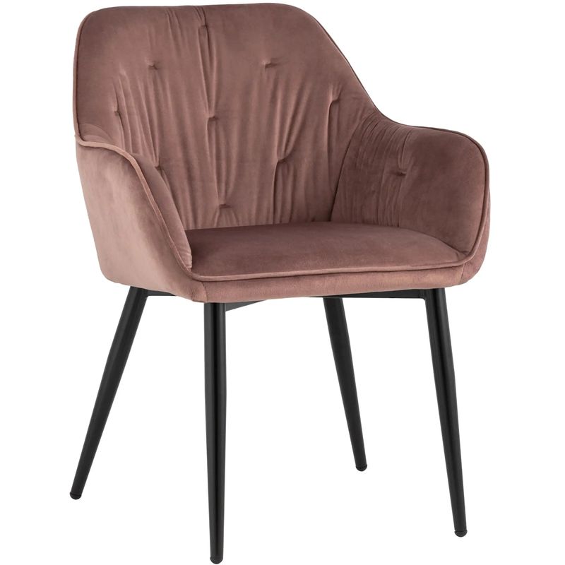 Стул CHANTAL Chair капитоне Пыльно-Розовый Велюр Розовый пастельный Черный Стул CHANTAL Chair капитоне Пыльно-Розовый Велюр Розовый пастельный Черный в Челябинске | Loft Concept