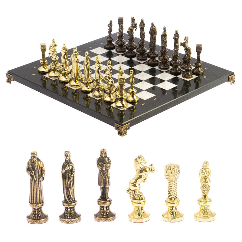 Шахматы Ренессанс из бронзы с доской из натуральных камней Decorative Thematic Chess Золотой Бронза Черный Белый Шахматы Ренессанс из бронзы с доской из натуральных камней Decorative Thematic Chess Золотой Бронза Черный Белый в Челябинске | Loft Concept