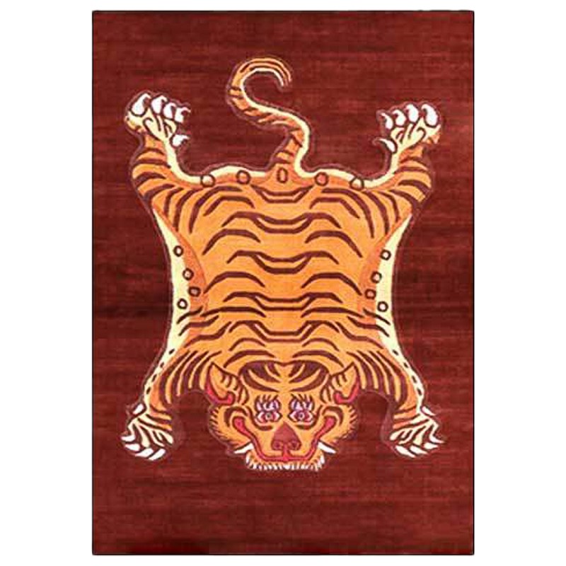 Ковер Тибетский Тигр Tibetan Tiger Rug Red Красный Оранжевый Ковер Тибетский Тигр Tibetan Tiger Rug Red Красный Оранжевый в Челябинске | Loft Concept