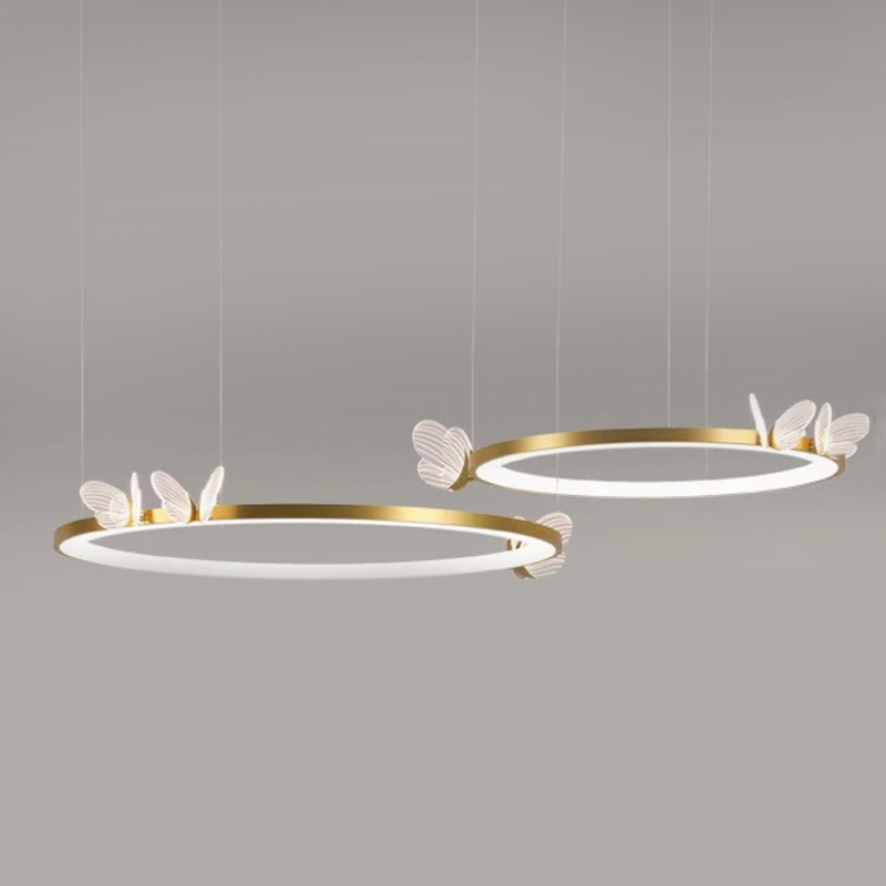 Подвесной светильник двойное кольцо с бабочками Butterfly Double Ring F Прозрачный Латунь Подвесной светильник двойное кольцо с бабочками Butterfly Double Ring F Прозрачный Латунь в Челябинске | Loft Concept