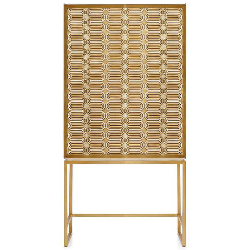 Шкаф Park Avenue Brass Wave Pattern Bar Cabinet Белый Золотой Шкаф Park Avenue Brass Wave Pattern Bar Cabinet Белый Золотой в Челябинске | Loft Concept