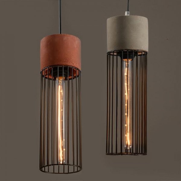 Подвесной светильник Cement Droplight Pendant Light cylinder Серый Красный Черный Подвесной светильник Cement Droplight Pendant Light cylinder Серый Красный Черный в Челябинске | Loft Concept