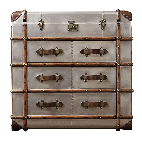 Комод в стиле Лофт RH Richards Polished Aluminum Trunks Chest Алюминий Коричневый винтаж Комод в стиле Лофт RH Richards Polished Aluminum Trunks Chest Алюминий Коричневый винтаж в Челябинске | Loft Concept