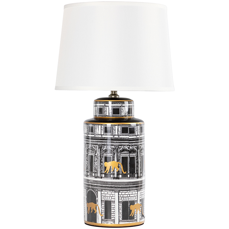 Настольная лампа Old Town Lampshade Black White Черно-белый Золотой Белый Настольная лампа Old Town Lampshade Black White Черно-белый Золотой Белый в Челябинске | Loft Concept