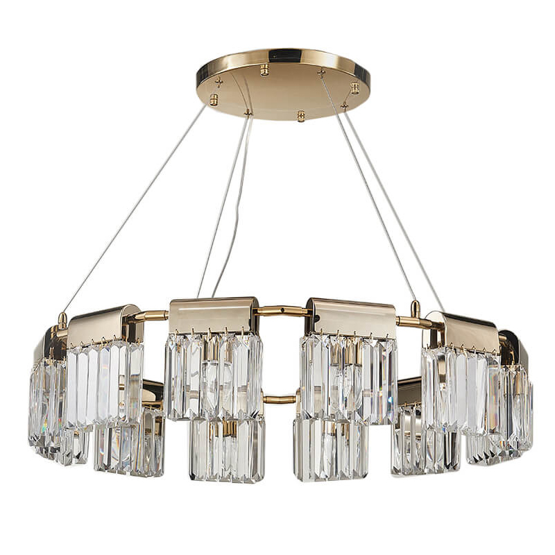 Люстра Crystal Pendants gold 12 Глянцевое золото Прозрачное Стекло Люстра Crystal Pendants gold 12 Глянцевое золото Прозрачное Стекло в Челябинске | Loft Concept