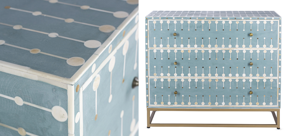Комод голубой кость BONE INLAY 3 DRAWER Комод голубой кость BONE INLAY 3 DRAWER - Loft-Concept в Челябинске