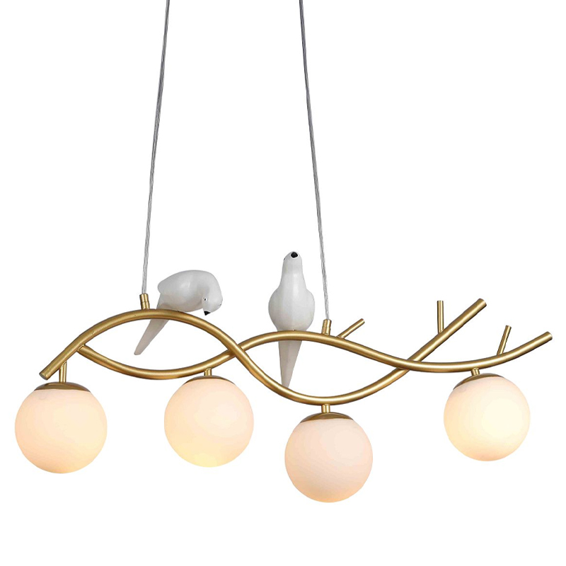 Люстра с белыми птицами Provence Bird Золотой Белый Люстра с белыми птицами Provence Bird Золотой Белый в Челябинске | Loft Concept