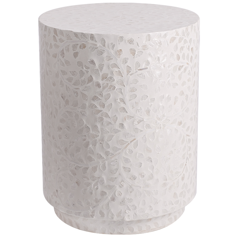 Приставной стол Bone Inlay Pearl Side Table Белый Бежевый Перламутровый Приставной стол Bone Inlay Pearl Side Table Белый Бежевый Перламутровый в Челябинске | Loft Concept