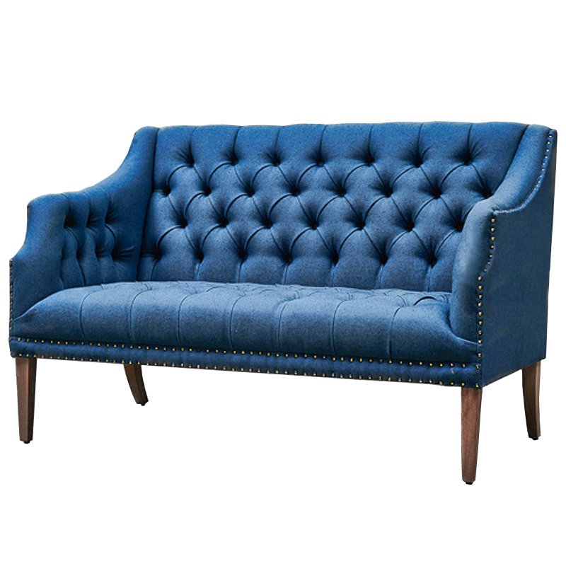 Диван Morton Capitone Sofa Диван синий лен Синий Диван Morton Capitone Sofa Диван синий лен Синий в Челябинске | Loft Concept