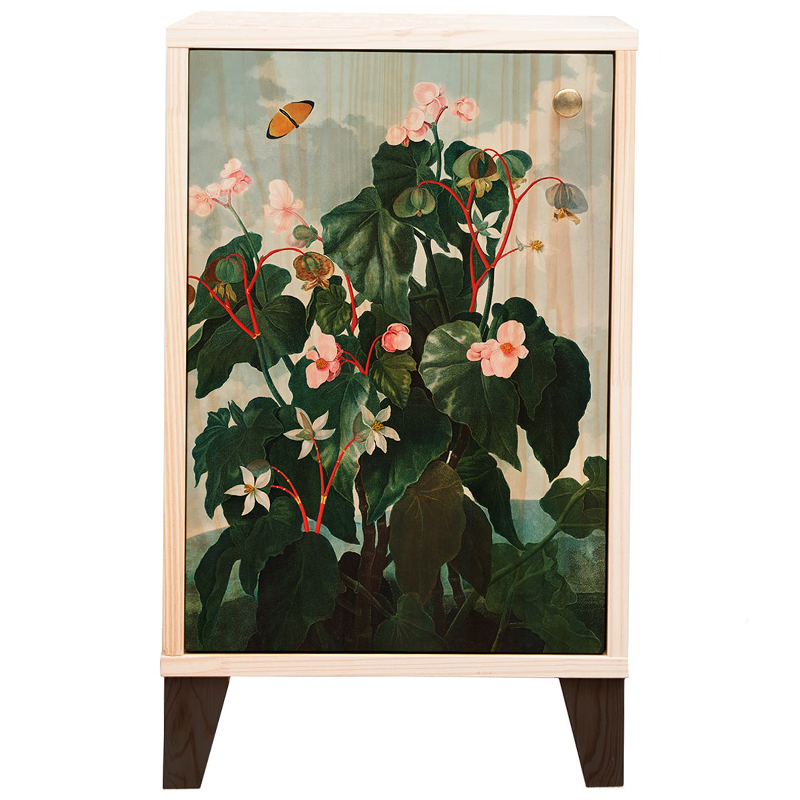 Тумба с цветочным изображением Floral Print Nighstand Natural Бежевый Мульти Зеленый Тумба с цветочным изображением Floral Print Nighstand Natural Бежевый Мульти Зеленый в Челябинске | Loft Concept