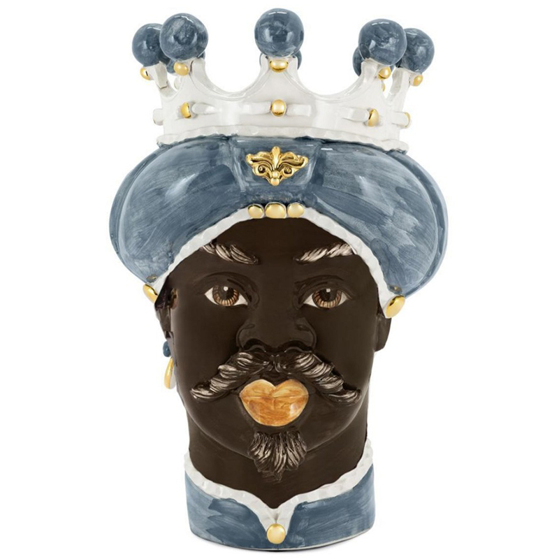 Ваза Vase Moro Man Medium New Grey Gold Серо-голубой Коричневый Белый Золотой Ваза Vase Moro Man Medium New Grey Gold Серо-голубой Коричневый Белый Золотой в Челябинске | Loft Concept