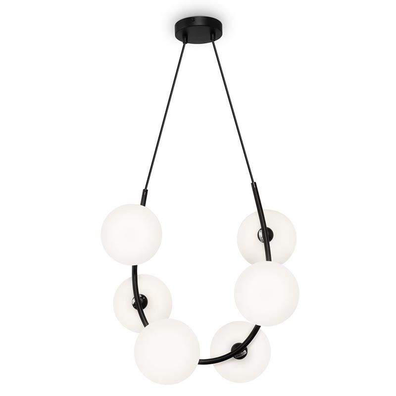 Люстра Marcan 6 Ball Chandelier Black Черный Белый Люстра Marcan 6 Ball Chandelier Black Черный Белый в Челябинске | Loft Concept