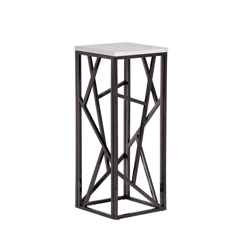 Подставка Serene Furnishing Dark Chrome Marble Top stand Хром Белый Подставка Serene Furnishing Dark Chrome Marble Top stand Хром Белый в Челябинске | Loft Concept