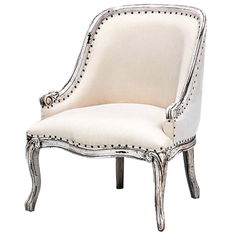 Кресло Jeunesse French Seating Armchair Белый Молочный Коричневый винтаж Кресло Jeunesse French Seating Armchair Белый Молочный Коричневый винтаж в Челябинске | Loft Concept