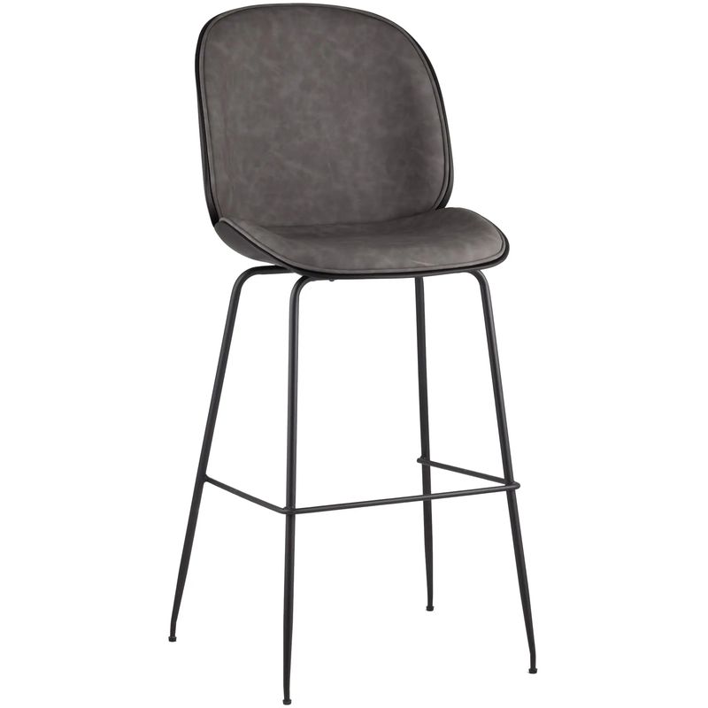 Стул Барный Винтажная Серая Экокожа Vendramin Bar Chair Серый Черный в Челябинске | Loft Concept 