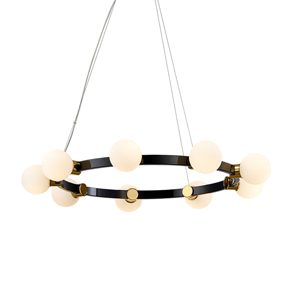 Люстра Hoop Balls Chandelier Черный Белый Люстра Hoop Balls Chandelier Черный Белый в Челябинске | Loft Concept