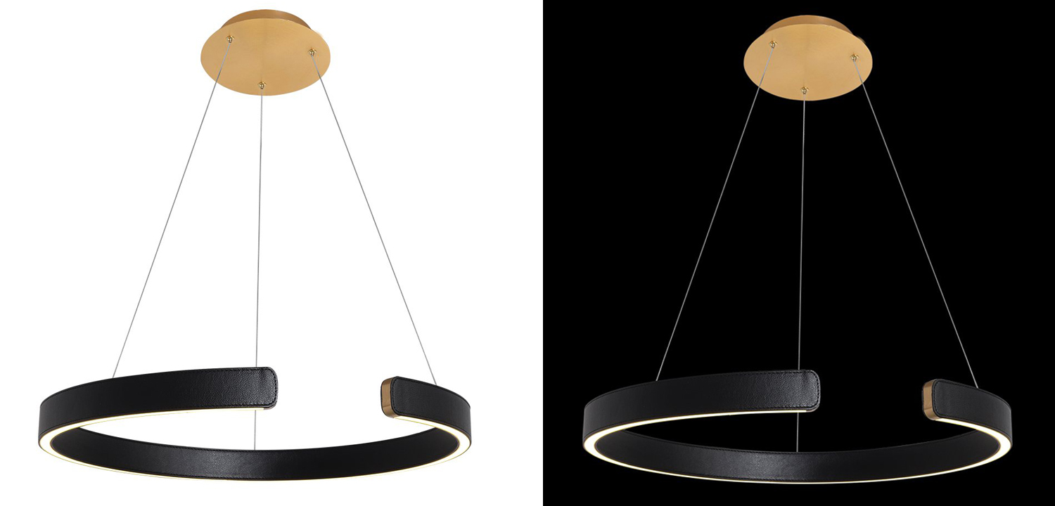 Подвесной светильник Half Ring black leather 60 - фото №1