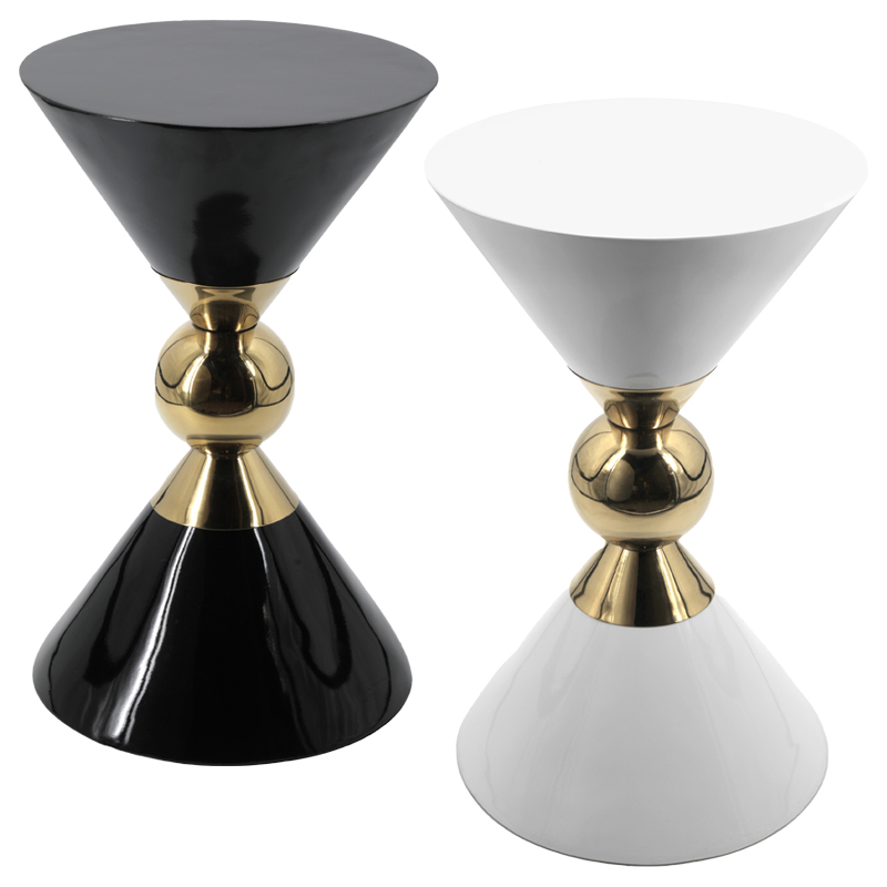 Приставной столик CANAAN ACCENT Table Черный Белый Золотой Приставной столик CANAAN ACCENT Table Черный Белый Золотой в Челябинске | Loft Concept