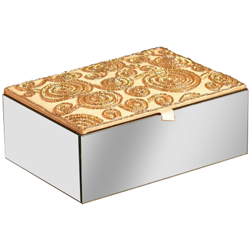 Шкатулка с вышивкой из бисера Spiral Ornament Beads Embroidery Mirror Box Золотой Зеркало Шкатулка с вышивкой из бисера Spiral Ornament Beads Embroidery Mirror Box Золотой Зеркало в Челябинске | Loft Concept