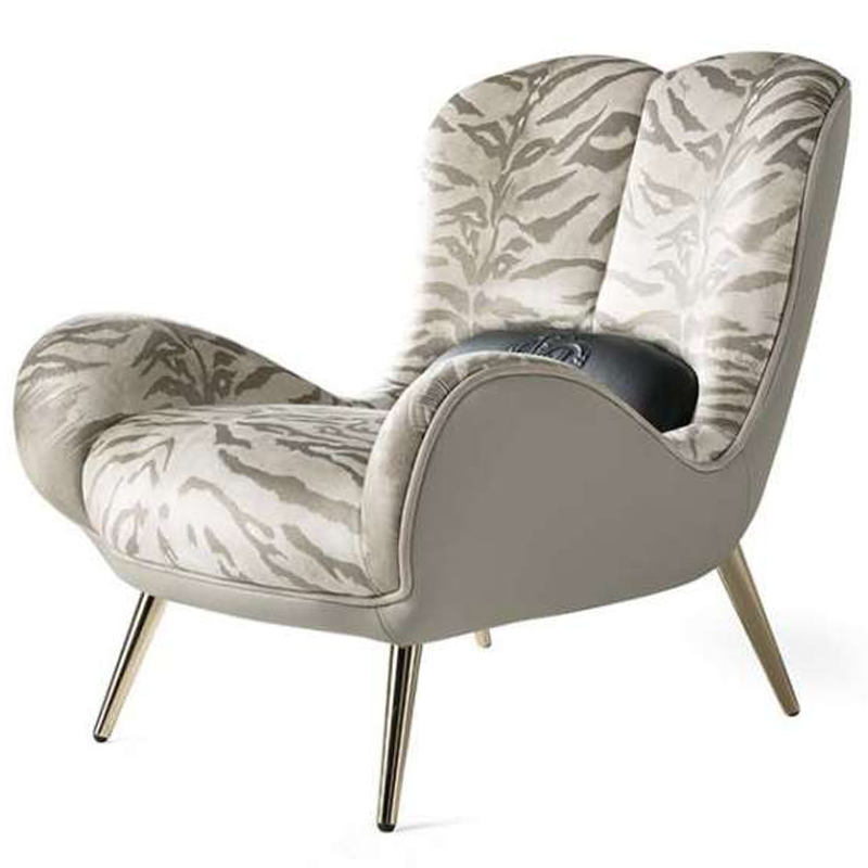Дизайнерское Кресло Tifnit Armchairs стиль Roberto Cavalli III Серый Бежево-серый Глянцевое золото Дизайнерское Кресло Tifnit Armchairs стиль Roberto Cavalli III Серый Бежево-серый Глянцевое золото в Челябинске | Loft Concept