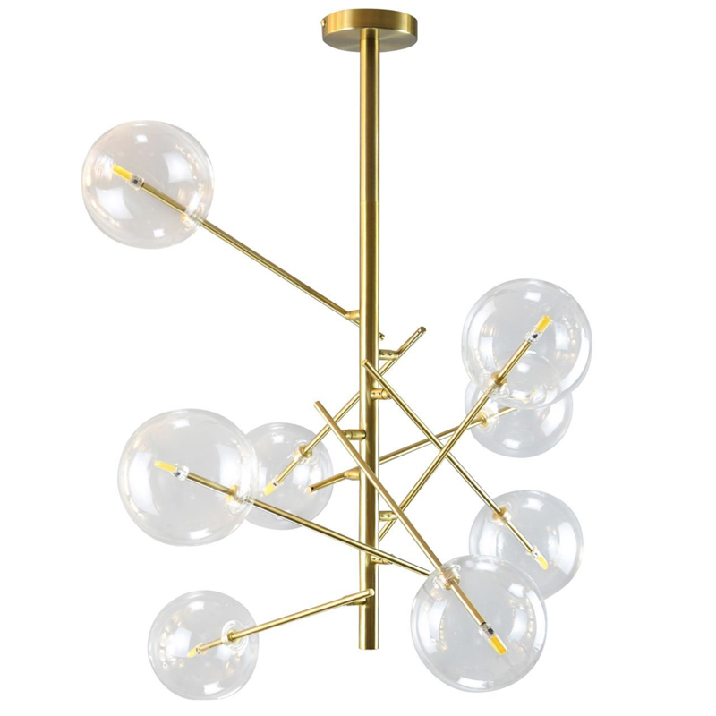 Люстра Gallotti & Radice Bolle Рanging Lamp 8 плафонов Золотой Прозрачный (Transparent) Люстра Gallotti & Radice Bolle Рanging Lamp 8 плафонов Золотой Прозрачный (Transparent) в Челябинске | Loft Concept