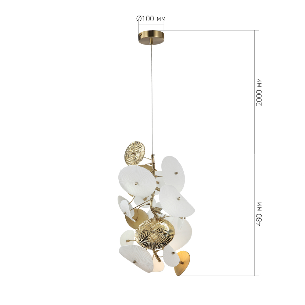 Подвесной светильник с белыми и золотистыми цветами Dahlia Flowers Lamp в Челябинске