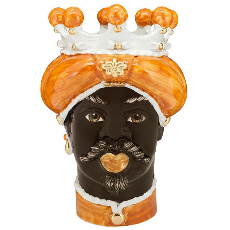 Ваза Vase Moro Man Medium New Ocher Оранжевый Коричневый Белый Золотой в Челябинске | Loft Concept 
