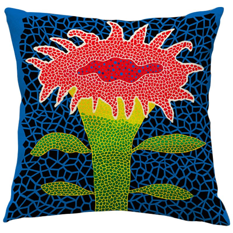 Декоративная подушка Yayoi Kusama Flower Pink Мульти Синий Зеленый Желтый Декоративная подушка Yayoi Kusama Flower Pink Мульти Синий Зеленый Желтый в Челябинске | Loft Concept