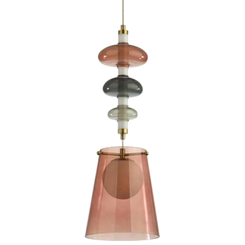 Подвесной светильник Contemporan Pink с цветным стеклом Серый Бронза Розовый Подвесной светильник Contemporan Pink с цветным стеклом Серый Бронза Розовый в Челябинске | Loft Concept