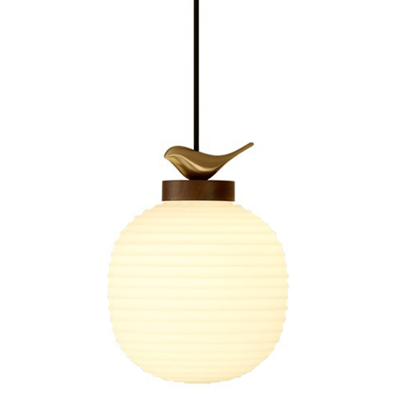 Светильник с птичкой Bird On a Lantern Hanging Lamp Коричневый Белое матовое стекло Латунь Светильник с птичкой Bird On a Lantern Hanging Lamp Коричневый Белое матовое стекло Латунь в Челябинске | Loft Concept
