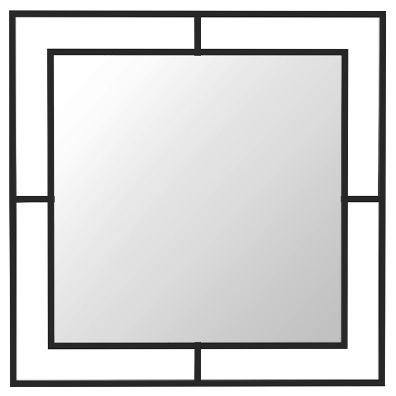 Настенное зеркало квадратной формы в черной металлической раме CORNER MIRROR BLACK Черный в Челябинске | Loft Concept 