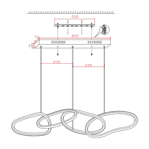 Люстра подвесная с 4-мя асимметричными кольцами золотого цвета Ring Horizontal Люстра подвесная с 4-мя асимметричными кольцами золотого цвета Ring Horizontal в Челябинске