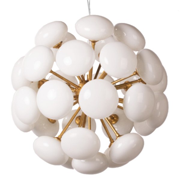 Люстра Mid-Century Sputnik Milk Glass Chandelier Золотой Прозрачный белый Люстра Mid-Century Sputnik Milk Glass Chandelier Золотой Прозрачный белый в Челябинске | Loft Concept