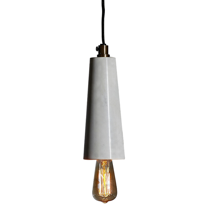 Подвесной светильник Shaw Cone Marble Hanging Lamp Черный Белый Мрамор Bianco Подвесной светильник Shaw Cone Marble Hanging Lamp Черный Белый Мрамор Bianco в Челябинске | Loft Concept