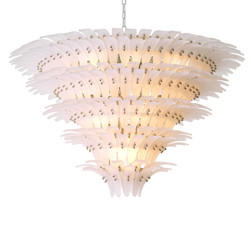 Люстра Philipp Plein Chandelier Bel Air XL Белая Хром Белое матовое стекло Люстра Philipp Plein Chandelier Bel Air XL Белая Хром Белое матовое стекло в Челябинске | Loft Concept