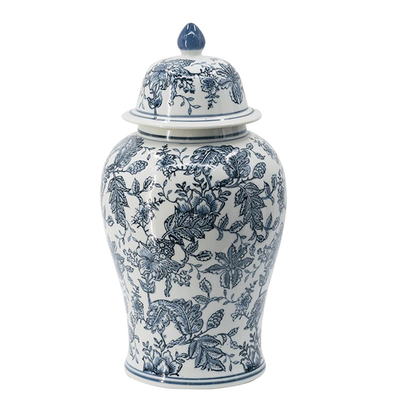 Ваза с крышкой Oriental Ornament Vases Белый Синий Ваза с крышкой Oriental Ornament Vases Белый Синий в Челябинске | Loft Concept