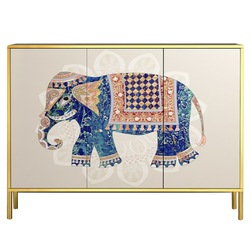 Комод с орнаментом Индийский Слон ivory ( слоновая кость ) Синий Латунь Комод с орнаментом Индийский Слон ivory ( слоновая кость ) Синий Латунь в Челябинске | Loft Concept