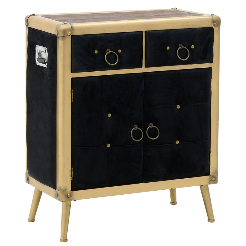 Комод с текстильной обивкой Jokum Chest of Drawers Черный Черный Золотой Комод с текстильной обивкой Jokum Chest of Drawers Черный Черный Золотой в Челябинске | Loft Concept
