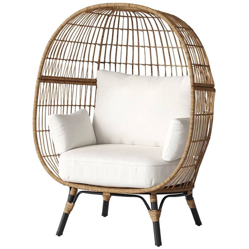 Плетеное кресло Myah Wicker Armchair Бежевый Древесина Черный Плетеное кресло Myah Wicker Armchair Бежевый Древесина Черный в Челябинске | Loft Concept