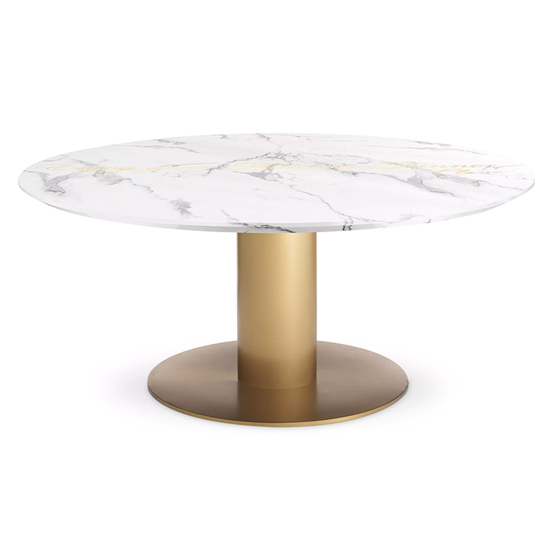 Круглый обеденный стол с белой мраморной столешницей Philipp Plein Dining Table Enjoy Золотой Белый Мрамор Bianco Круглый обеденный стол с белой мраморной столешницей Philipp Plein Dining Table Enjoy Золотой Белый Мрамор Bianco в Челябинске | Loft Concept
