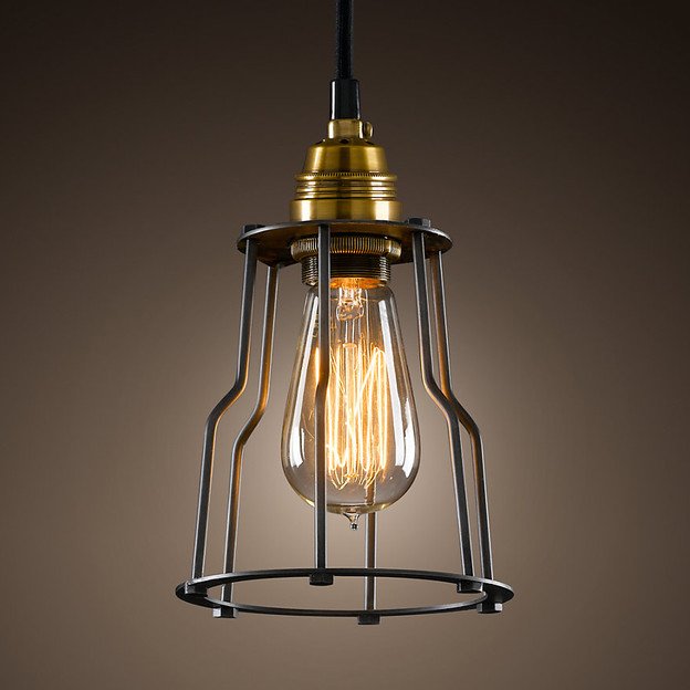 Подвесной светильник Loft Industrial Cage Filament Pendant Бронза Черный Подвесной светильник Loft Industrial Cage Filament Pendant Бронза Черный в Челябинске | Loft Concept