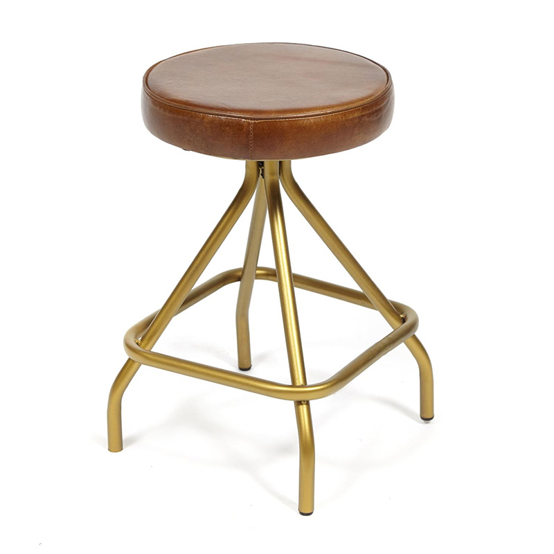 Стул из кожи буйвола Industrial leather stool Коричневый Латунь в Челябинске | Loft Concept 