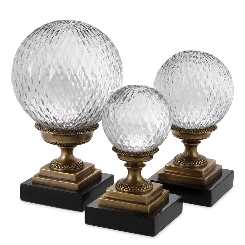Аксессуары Eichholtz Object Divani set of 3 Черный Прозрачный Винтажная латунь Аксессуары Eichholtz Object Divani set of 3 Черный Прозрачный Винтажная латунь в Челябинске | Loft Concept